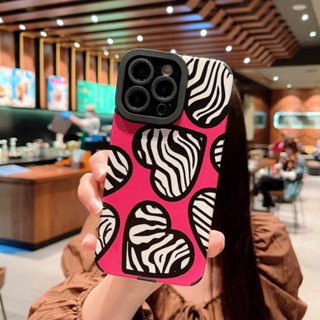 เคสโทรศัพท์มือถือหนัง กันกระแทก ลายม้าลาย หัวใจ สําหรับ iPhone 7 8 plus x xs max xr 11 12 13 14 pro max 11 ip 13 pro max 12 pro max