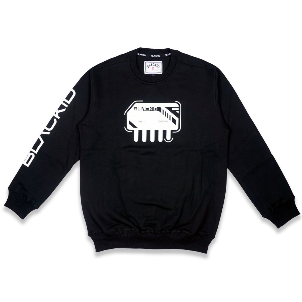 Black ID - เสื้อสเวตเตอร์ คอกลมแขนยาวผู้ชาย | Qlone สีดํา