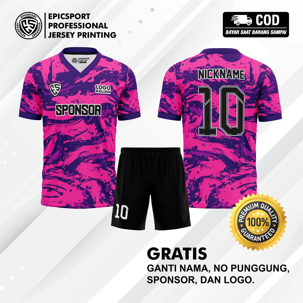 UNGU PURPLE FUTSAL JERSEY CUSTOM FULLPRINTING SET / FOOTBALL TEAM JERSEY, QUALITY JERSEY / GIRLS FOO