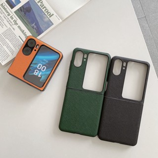 เคสโทรศัพท์มือถือหนัง PU แบบฝาพับ บาง ปิดด้านหลัง ลายกางเขน สําหรับ OPPO Find N2 FLIP