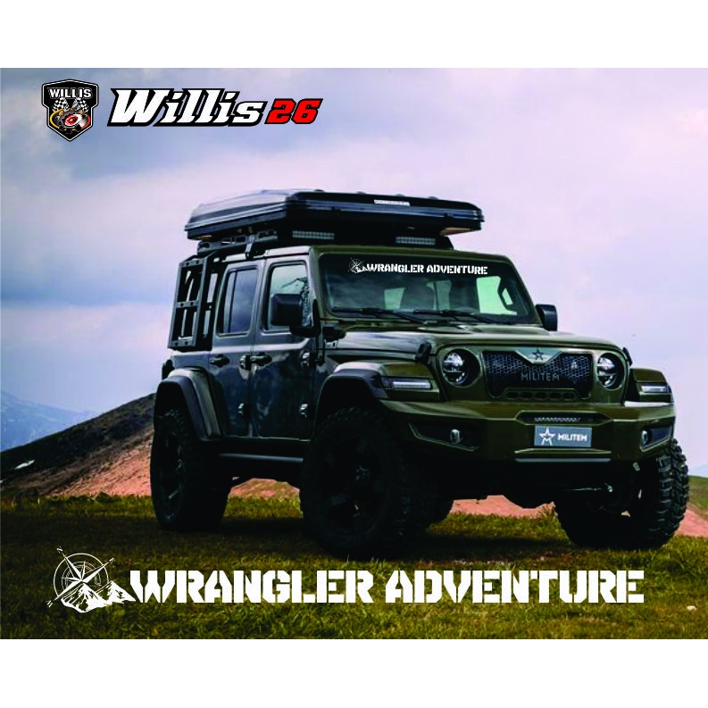 สติ๊กเกอร์ตัด Windshield Wrangler Adventur สติ๊กเกอร์ติดรถ Jeep สติ๊กเกอร์