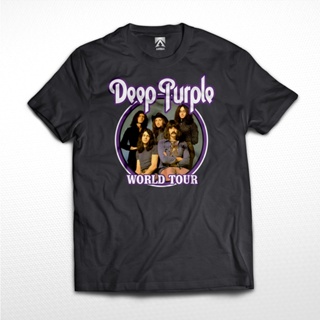 เสื้อยืด พิมพ์ลายวงร็อค KAOS BAND DEEP PURPLE world tour Music hard rock distro KAOS BAND VINTAGE สําหรับผู้ชาย และผู้หญิง