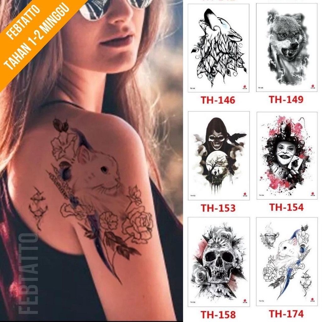 รอยสักชั่วคราวขนาด 21cmx15cm Aesthetic Tattoo Motif ชั่วคราว Tattoo สติกเกอร์ฮาลาลขายส่งน้ํา Tattoo 