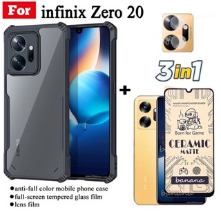 3in1 เคสโทรศัพท์กันกระแทก สําหรับ infinix Zero 20/Hot 20 play 20s 20i ฟิล์มฝ้าเซรามิก + ฟิล์มเลนส์กล้อง