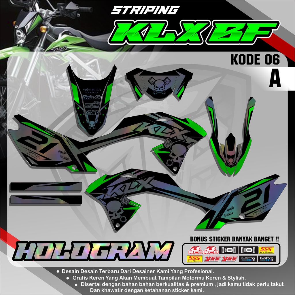 สติ๊กเกอร์ DECAL HOLOGRAM Rainbow KLX 150g/BF/SE Motif Supermoto MTP06 - ทนทานและรอยขีดข่วนแล้ว