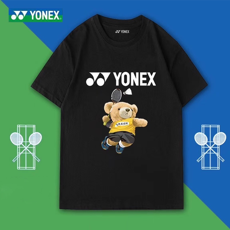 Yonex เสื้อแบดมินตัน แห้งเร็ว ดูดซับเหงื่อ ลําลอง ระบายอากาศ เสื้อแบดมินตัน สําหรับผู้ชาย ผู้หญิง เด็ก ส่วนบุคคล พิมพ์ลายหมี กีฬา เสื้อยืดแขนสั้น