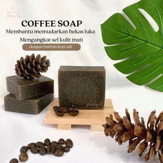 SOAPILY Sabun Kopi Alami | Coffee Scrub Bekas Luka Jerawat Tubuh Selulit Kapalan Kulit Kusam Lipatan Hitam | Natural Herbal Handmade Coffee Soap