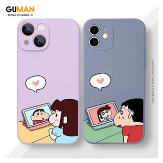 GUMAN เคสคู่ เคสไอโฟน คู่รัก กันกระแทกซิลิโคนนุ่มการ์ตูนน่ารักตลก เคสโทรศัพท์ Compatible for iPhone 15 14 13 12 11 Pro Max SE 2020 X XR XS 8 7 6 6S Plus พลัส XYM1777