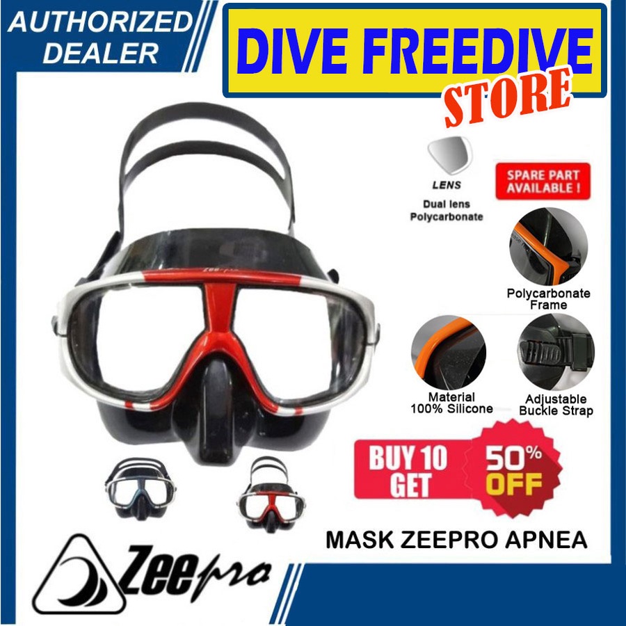 Zeepro Apnea หน้ากากระดับเสียงต่ําดําน้ํา Freediving Spearfishing Apnea Freedive Dive