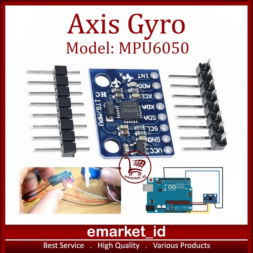 แกน Gyro โมดูล MPU-6050 GY-521 / GY521 MPU6050 6DOF โมดูล Accelerometer Gyroscope Triaxial