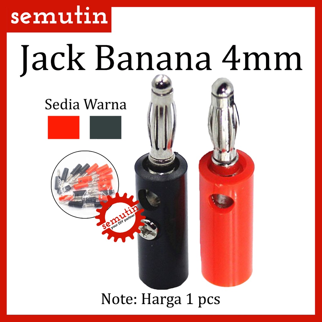 MERAH Jack Banana 4mm Male Plug / Red Black Banana Jack Flower Connector Speaker Post Socket