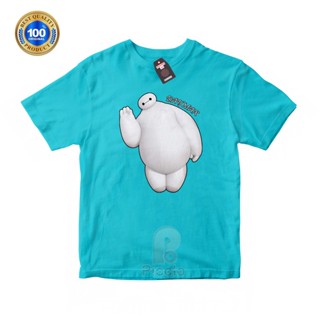 (ฟรีชื่อ) เสื้อยืด ผ้าฝ้าย พิมพ์ลายการ์ตูนตัวละคร BAYMAX สําหรับเด็ก