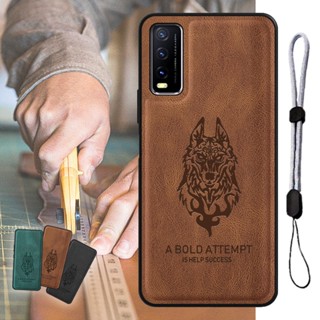 เคสโทรศัพท์มือถือหนัง ลายหมาป่า พร้อมสายคล้อง ปรับได้ หรูหรา สําหรับ VIVO Y20 Y20i Y20s Y20s[G] Y20t Y20a Y20g Y12s Y12a Y11s Y30g