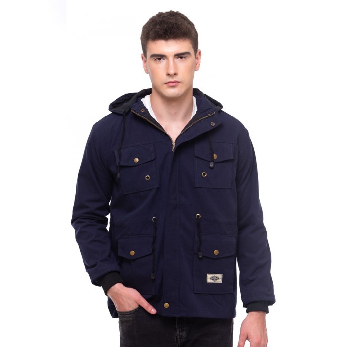 จัดส่งฟรี PREMIUM MENS PARKA JACKET - HEYLOOK HOODIE COMBINATION PARKA JACKET - FULL NAVY, XL
