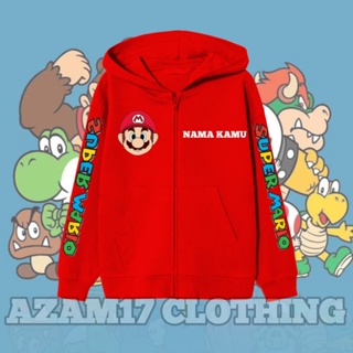 เสื้อแจ็กเก็ต มีฮู้ด แต่งซิป ลาย Mario Brost Super Mario สําหรับเด็กผู้ชาย และเด็กผู้หญิง