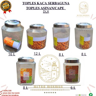 Dlx Glass - Toples Glass - Toples Glass / Toples Asinan 1-2-3 / Toples Cake 8-12-16 Lt