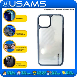 Usams iPhone 13mini เกราะเคลือบด้าน สีดํา ป้องกันการแตก ทหาร หล่น บาง