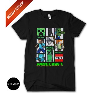 เสื้อยืด ผ้าฝ้าย ลาย Minecraft 24s DTF-A421 สําหรับเด็ก