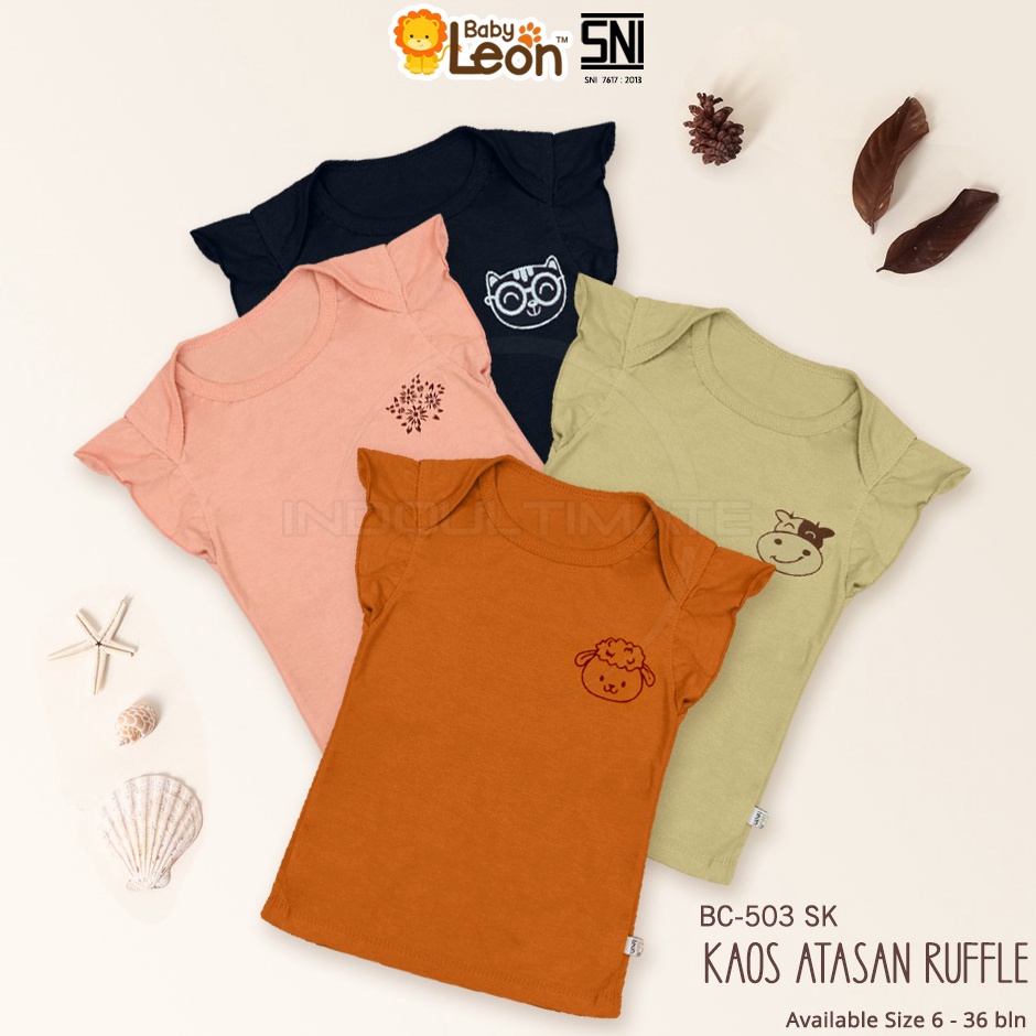 Kode4v9Uj BABY LEON 1 ชิ้น BC-503SK เสื้อผ้าเด็กผ้าฝ้าย Ruffle รุ่น BABY LEON เสื้อผ้าเด็ก Rample เส