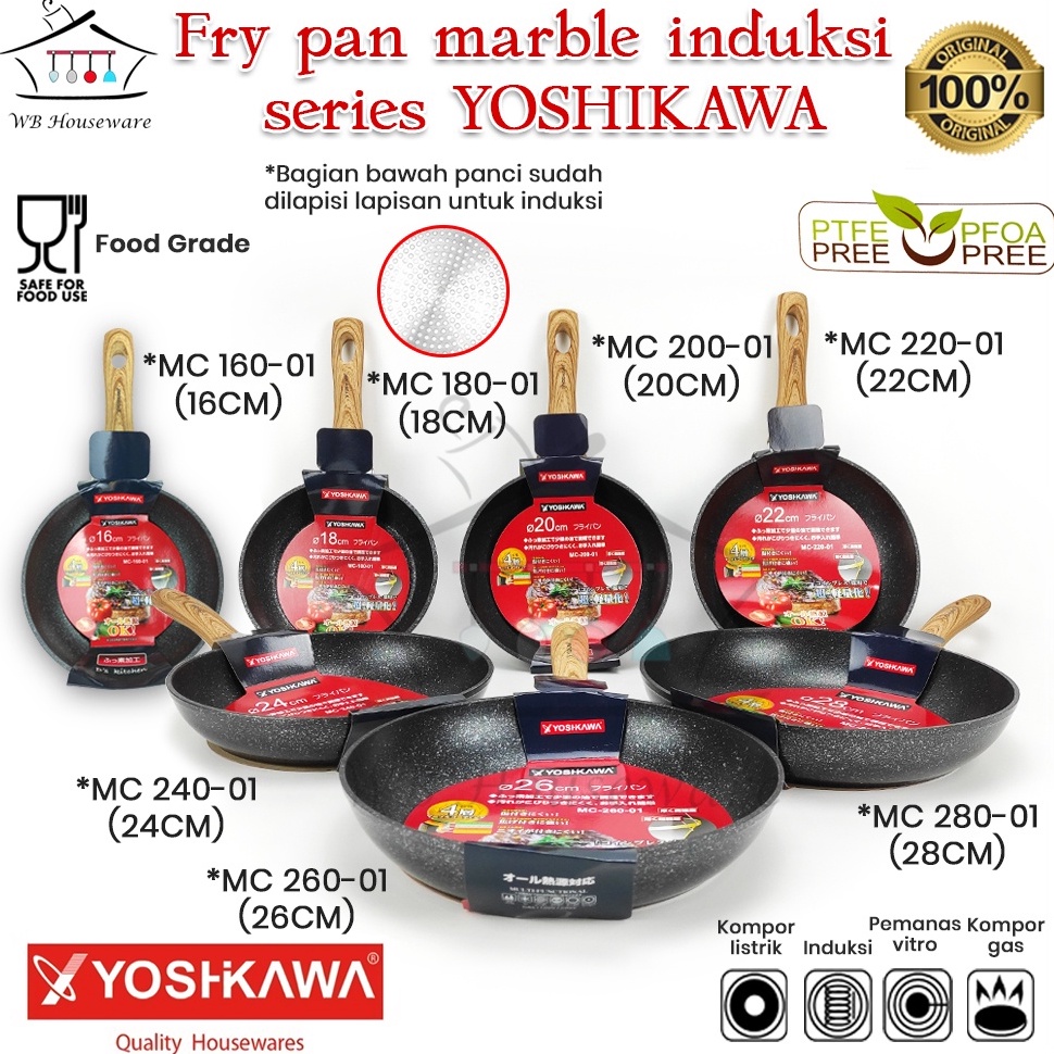 ราคาพิเศษ!. กระทะ YOSHIKAWA / YOSHIKAWA กระทะไฟฟ้าเหนี่ยวนําหินอ่อน MC series ทอด/กระทะไม่ติดกระทะ