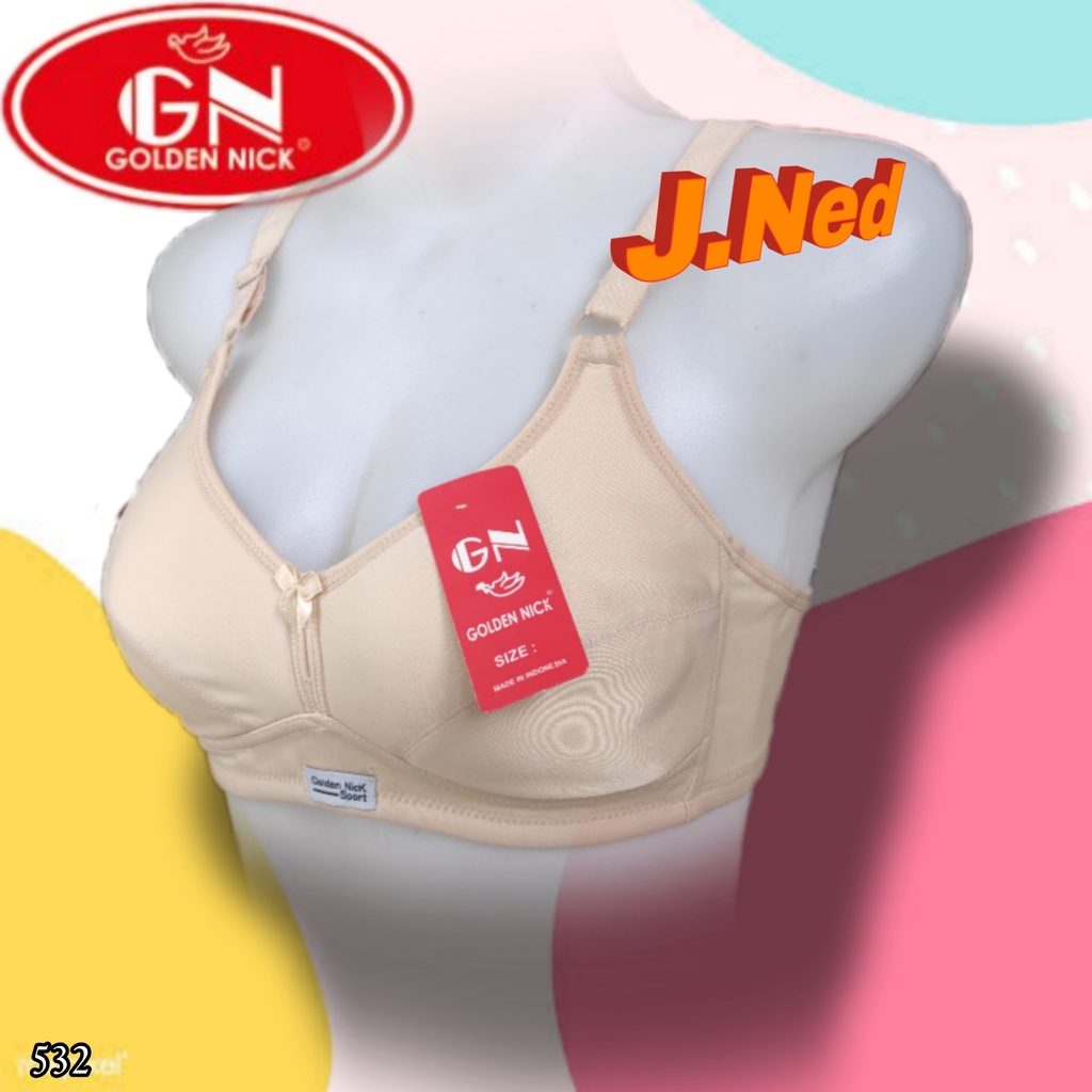 J532 Golden Nick Sports Bra Foam No Wire Medium Cup (B) Two Hooks Size 34 36 38 40 42