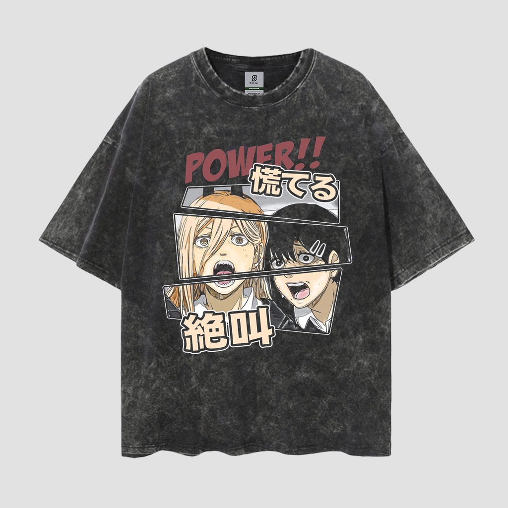 Power Kobeni Vintage Style Oversize Washed Tee