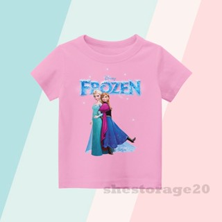 เสื้อยืด คุณภาพดี พิมพ์ลาย Elsa ANNA FROZEN สําหรับเด็กผู้หญิง