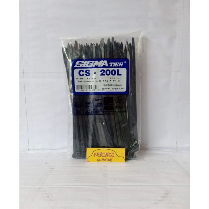 Sigma Cs 200L Cable Ties Black Wide 20Cm 1 Pack - Insulok Cable Ties