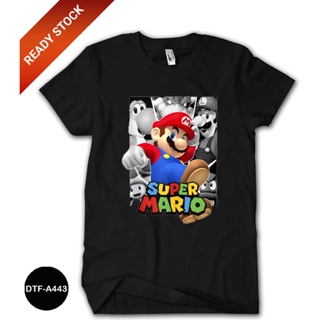 เสื้อยืด ผ้าฝ้าย พิมพ์ลาย Mario Bros 24s DTF-A443 สําหรับเด็ก