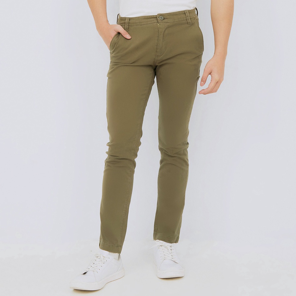 READY TO SEND!. M231 กางเกงชิโน่ผู้ชายทรงสลิมฟิตยืดกางเกงมะกอก C1142