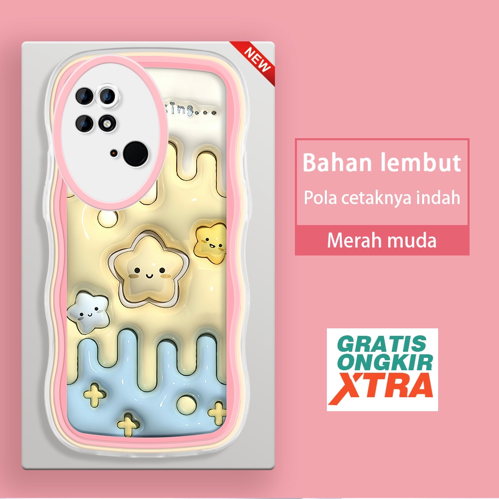 Xiaomi MI POCO C40 X3 M5 M5S M3 M3 F4 Pro GT NFC 5G Case 3D Cute Star Cheese Kesing hp cassing jelly