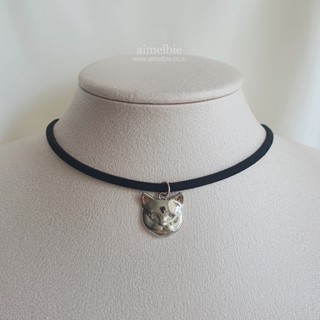 ♥ เครื่องประดับ รูปแอมเมลบี้ สไตล์เกาหลี ♥ Melbie the Cat Series - Cat Face Choker (สีเงินเวอร์ชั่น) (FIFTY Fifty Aran, Alice Sohee สร้อยคอ)