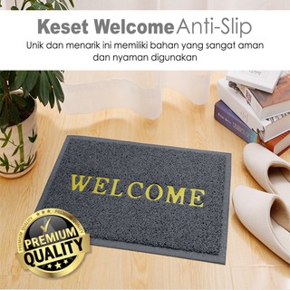 Keset Welcome Anti Slip Keset Kaki Keset Lantai 60x40cm Keset Kaki Kamar Mandi Menyerap Air PVC Tebal Termurah - D4A1