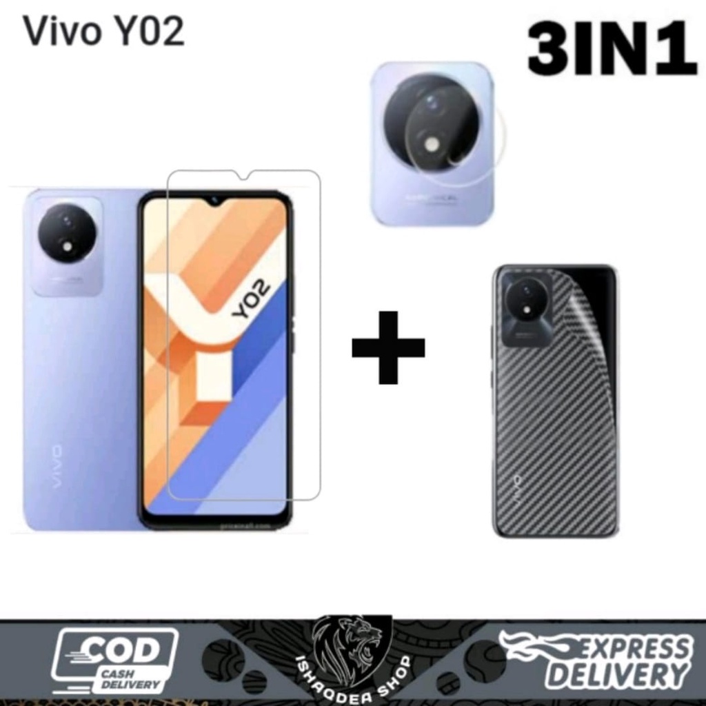TEMPERED GLASS AG MATTE 3IN1 VIVO Y02 Y02S V23E V21(4G) V21(5G) V20 20SE V21SE BONUS CAMERA LENS+GAR