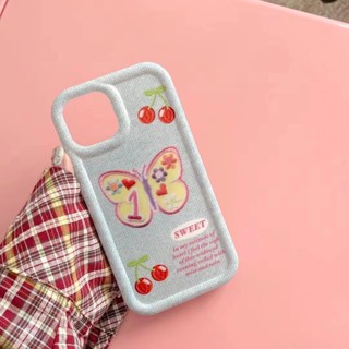 เคสโทรศัพท์มือถือแบบนิ่ม tpu ลายผีเสื้อ เชอร์รี่ สําหรับ iPhone 14 14promax 14pro 11 12 12PRO 12PROMAX 13 13pro 13promax