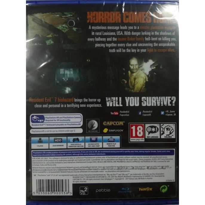 เกม Bd PS4 Resident Evil Biohazard hen05