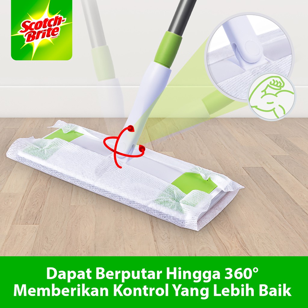 3ม สก๊อตช์-ไบรต์ ไม้ถูพื้นแบบยืดไสลด์ 1 ชุด 360 ° Easy Sweeper Plus ไม้ถูพื้นอเนกประสงค์ 3M-Q600