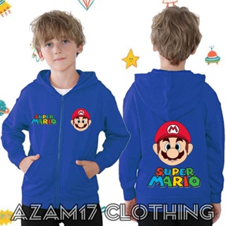 เสื้อแจ็กเก็ต มีฮู้ด แต่งซิป ลาย Super Mario Brost สําหรับเด็กผู้ชาย และเด็กผู้หญิง