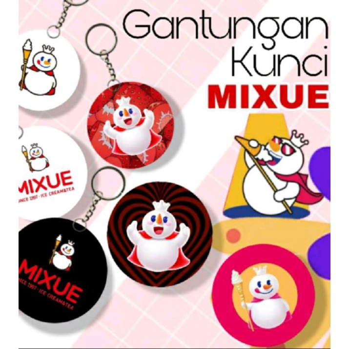 พวงกุญแจ GANTUNGAN Mixue Viral โลโก้ Mixue พวงกุญแจสโนว์บอล