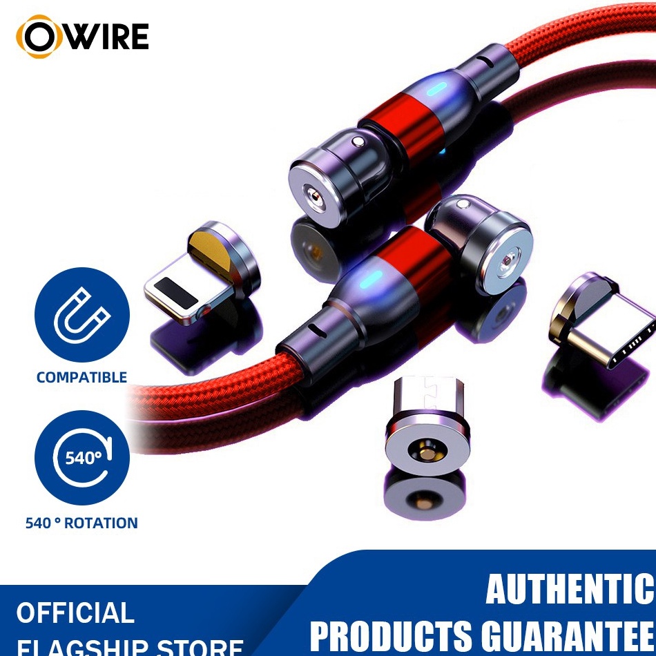 ส่งทันที|| OWIRE 540o สายแม่เหล็ก 3 in 1 Fast Charging สายแม่เหล็กสําหรับ Android