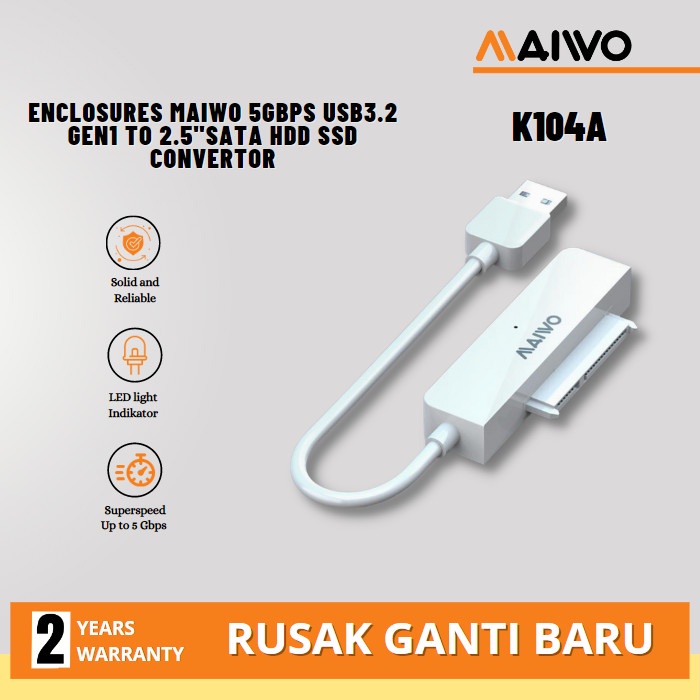 กล่อง Sata Maiwo K104A 5Gbps Usb3.2 Gen1 ถึง 2.5 "Sata Hdd Ssd