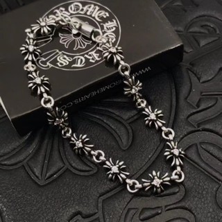 Chrome HEARTS สร้อยข้อมือเงินสเตอร์ลิง 925 ลายดอกไม้ สไตล์พังก์ เรโทร หรูหรา