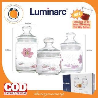 Lunarc Iku ชุดขวดโหลแก้ว ลายดอกไม้ 3 ชิ้น ต่อชุด