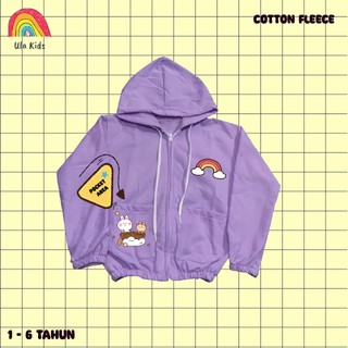 Jacket Zipper Pocket Anak Ula Kids 1 - 6 Tahun Rainbow Rowing Bear