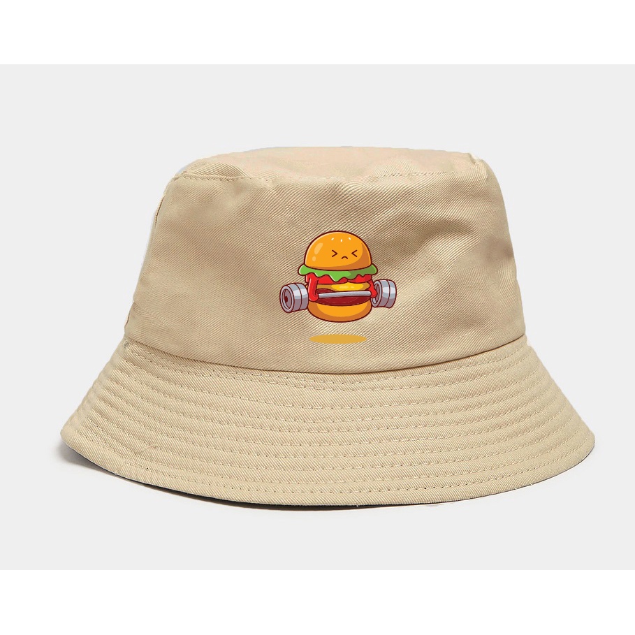 Camo Fitness Burger Workout Gym Bucket Hat