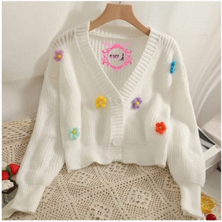 Fx SHOP CARDI FLOW/Korean CARDIGAN ดอกไม้พรีเมี่ยม 3D แบบนูน