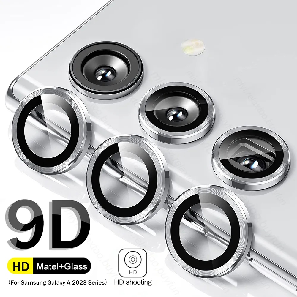ฟิล์มกระจกนิรภัยกันรอยเลนส์กล้อง 9D สําหรับ Samsung Galaxy S23 FE A55 A35 A25 A15 A05 A54 A34 A24 A14 5G 4G
