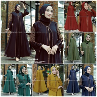 Gamis Abaya Turkey 2235 ชุดเดรส สไตล์มุสลิม ปักลาย สีดํา สําหรับผู้หญิง