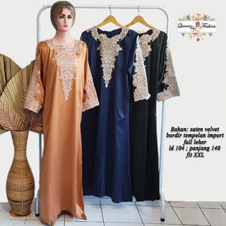 Kaftan ชุดเดรสยาว ผ้าซาติน และผ้ากํามะหยี่ ปักลาย แฟชั่นสําหรับสตรีชาวมุสลิม