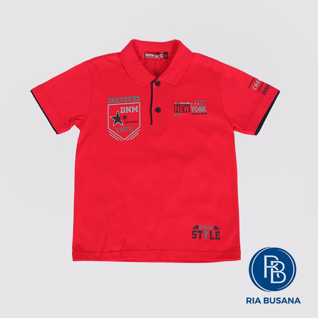 Ria Busana - Country Doy - เสื้อยืดคอปกเด็กผู้ชายศิลปะสี ดีเอ็นเอ็ม